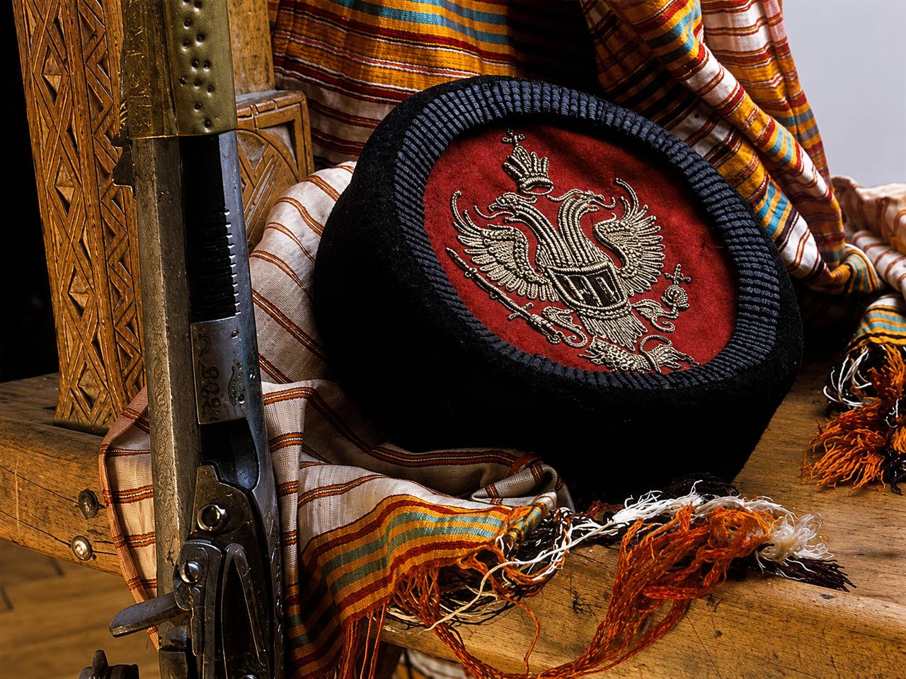 Traditional Montenegrin cap with double-headed eagle emblem